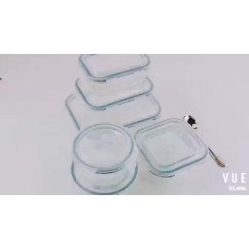 Glass food storage container with compartment with PPlid